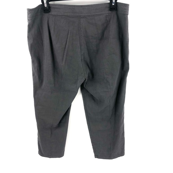 Eileen Fisher Size 10 Linen Blend Pants Pleated Side Zip Cropped Graphite Gray - Picture 4 of 10